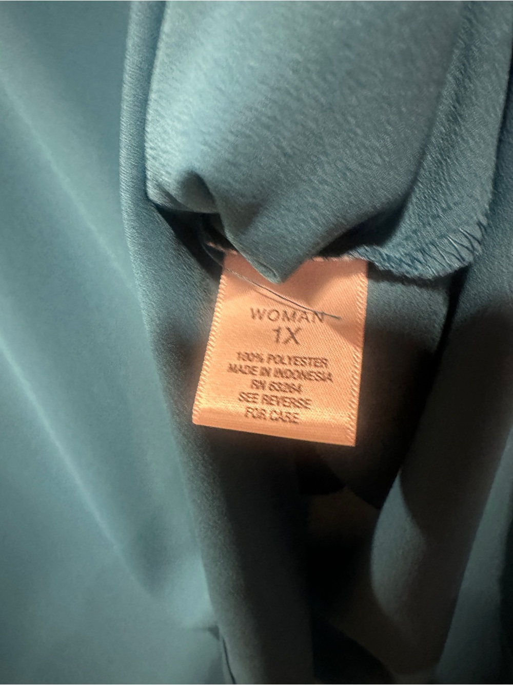 Roz & Ali Teal V-Neck Blouse with Tiered Sleeves - Picture 6 of 8